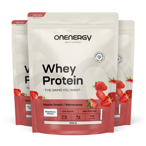 3x Weiproteïne – aardbei, totaal 3000 g
