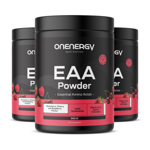 3x EAA poeder – framboos, kers, aardbei, totaal 1500 g