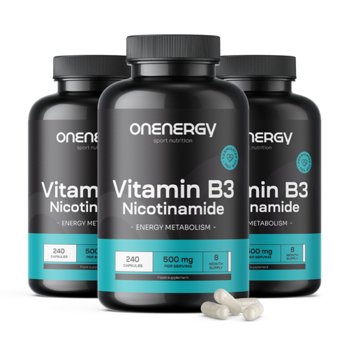 3x Vitamine B3 500 mg – nicotinamide, totaal 720 capsules