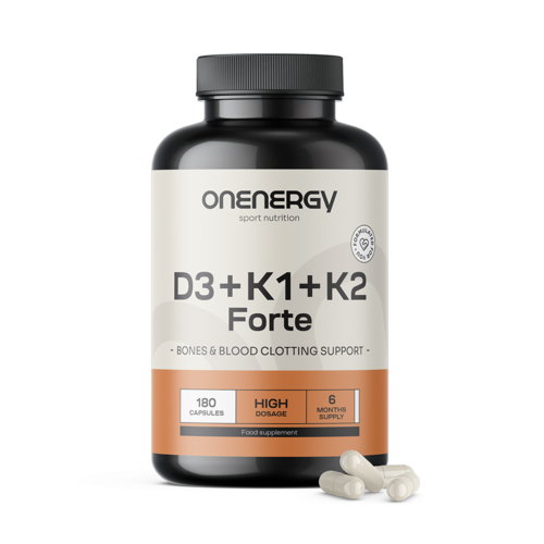 Vitamine D3 + K1 + K2 FORTE, 180 capsules