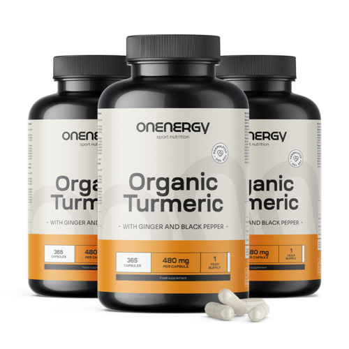3x BIO Kurkuma met gember en zwarte peper, totaal 1095 capsules