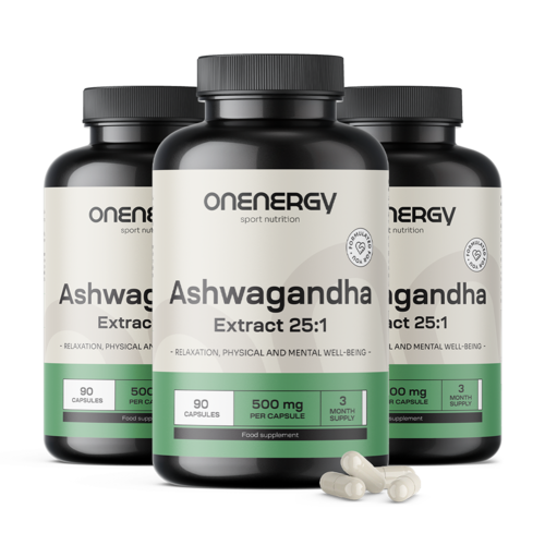 3x Ashwagandha 500 mg – Extract 25:1, totaal 270 capsules