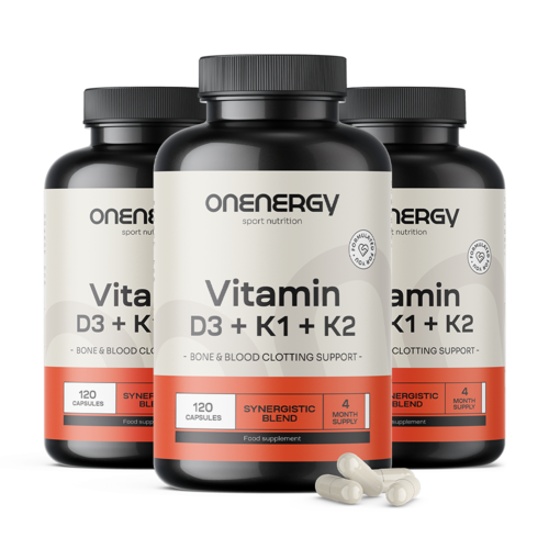 3x Vitamine D3 + K1 + K2, totaal 360 capsules