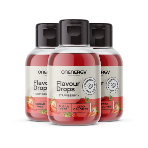 3x Flavour Drops met zoetstof – aardbei, totaal 150 ml